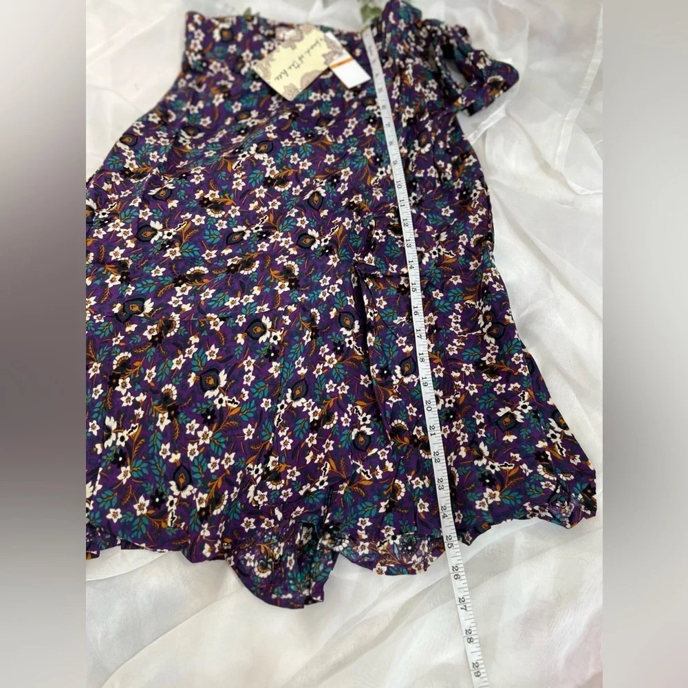 Band Of The Free LINAELLE PURPLE FLORAL WRAP SKIRT Size Small